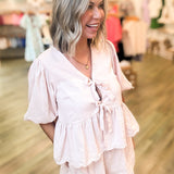 DELILAH BLUSH SCALLOP SHORTS SET