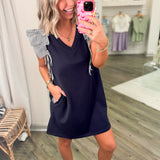 DARBY NAVY DRESS STRIPED TRIM