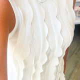 JANINE WHITE SCALLOP KNIT DRESS