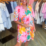 OLIVIA GARDEN SCAPE PRINTED DRESS