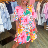 OLIVIA GARDEN SCAPE PRINTED DRESS