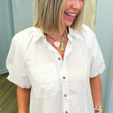 White Pocket Poplin Top