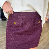 Merlot Tweed Mini Skirt
