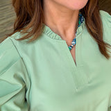 LAINEY BASIL GREEN BLOUSE