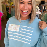 ADALINE FLORAL PATCH FLAG PULLOVER