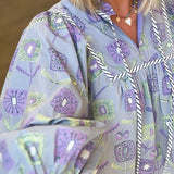 PURPLE MOD FLORAL BLOUSE