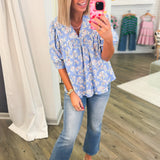 MAGGIE BLUE PRETTY PETALS TOP