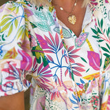 WHITE TROPICS MULTI PRINT DRESS
