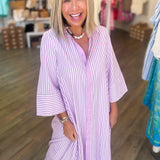 CHERYL ORCHID STRIPE MAXI DRESS