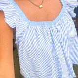 YACHT CLUB BLUE STRIPE TOP