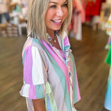 PASTEL STRIPE RUFFLE BLOUSE