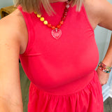 Coral Solid Mock Maxi Dress