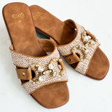 EVA TAUPE JEWELED SANDAL