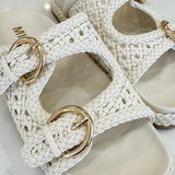 Trendy Cream Woven Slides