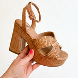 WAYLAN CAFE RAFFIA PLATFORM SANDALS