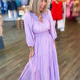 IRIS TEXTURED LONG SLEEVE MAXI DRESS