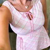 Hannah Pink Plaid Active Wrap Romper