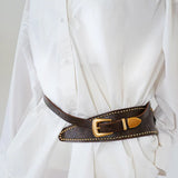Brown Studded Avant Garde Western Belt