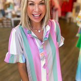 PASTEL STRIPE RUFFLE BLOUSE
