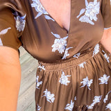 Gallahan Brown Floral Midi Dress