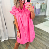 TARA PINK SMOCK TOP DRESS