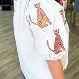 Foxy Animal Sleeve Textured Top