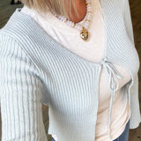 Maddie Ice Blue Front Tie Sweater Vest