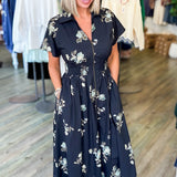 Aurora Floral Front Zip Midi Dress