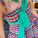 Smocked Bodice Plaid Tiered Maxi Dress