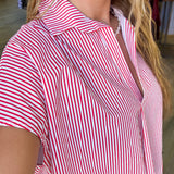 Roxie Red Collared Stripe Top