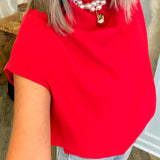 Roxi Red Mock Neck Balloon Top