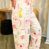 Summer Vibes Printed Denim Cargo Pants