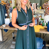 Liv Hunter Green Belted Midi Dress