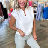 WHITE SCUBA FINE RIBBED TOP