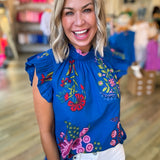 HANNAH COLBALT FLORAL BLOUSE