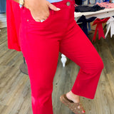 Red Kelsey High Rise Ankle Flare KUT Denim
