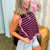 Ariana Burgundy Striped Sweater Top