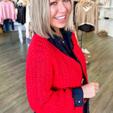 Leslie Red Knit Cardigan