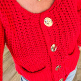 Leslie Red Knit Cardigan