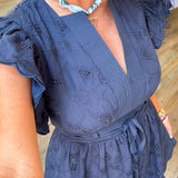 MARGARET NAVY EYELET DRESS