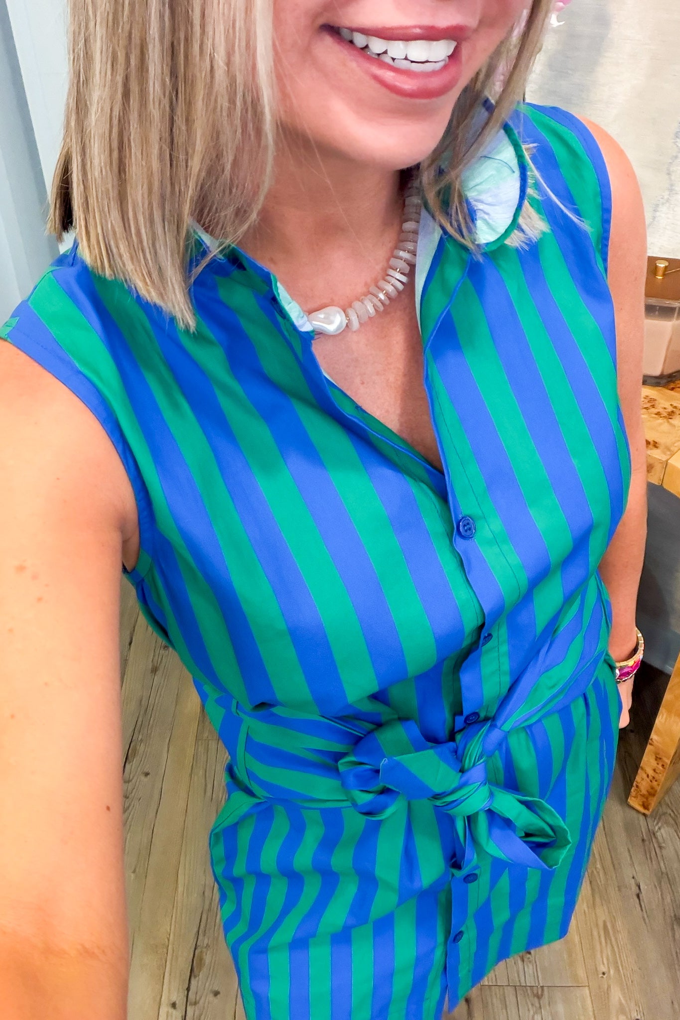Savannah Green Stripe Ruffle Mini Dress Small Savannah Green Stripe Ruffle Mini Dress Small