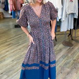DAHLIA TEAL FRONT ZIP MIDI DRESS