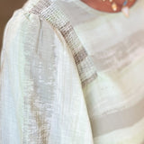 ALOE STRIPE PUFF SLEEVE TOP