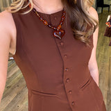 Rich Brown Button Up Vest