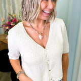 Reagan Cream V-Neck Sweater Top