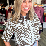 Zebra Blues Wide Sleeve Crop