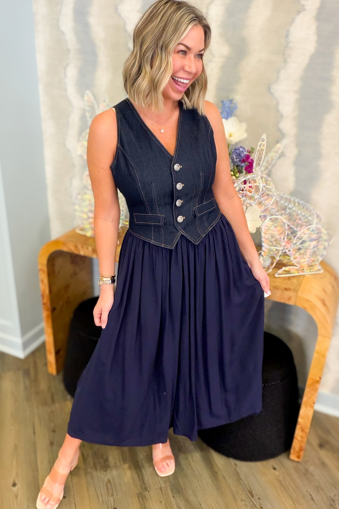 Dark Denim Vest Dress