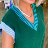 HARPER VNECK GREEN SWEATER
