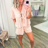 DELILAH BLUSH SCALLOP SHORTS SET