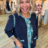 LAURA NAVY VELOUR JACKET